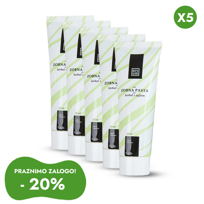 Pakiranje 4+1 gratis Biljna pasta za zube s aktivnim ugljenom